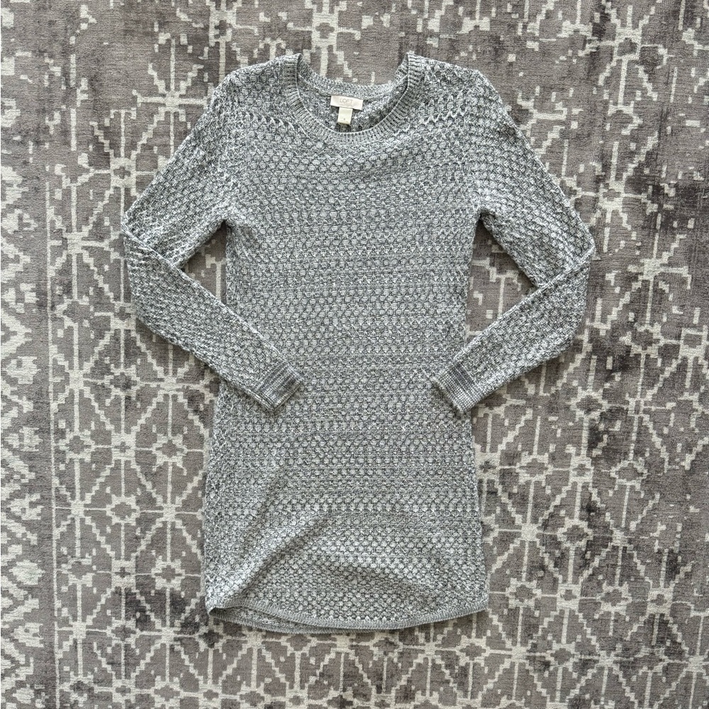 EUC Ann Taylor LOFT Grey Wool Long Sleeved sweater dress